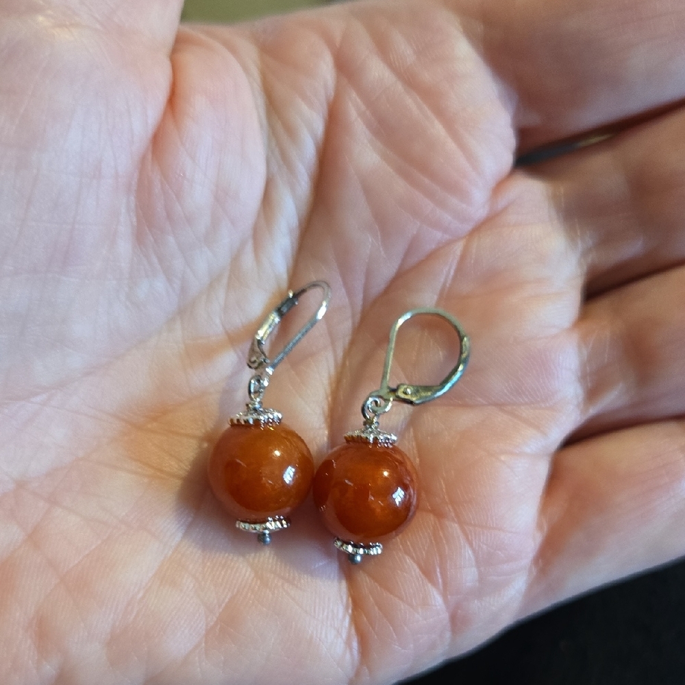 Jade Of Yesteryear Red Sterling Silver Earrings